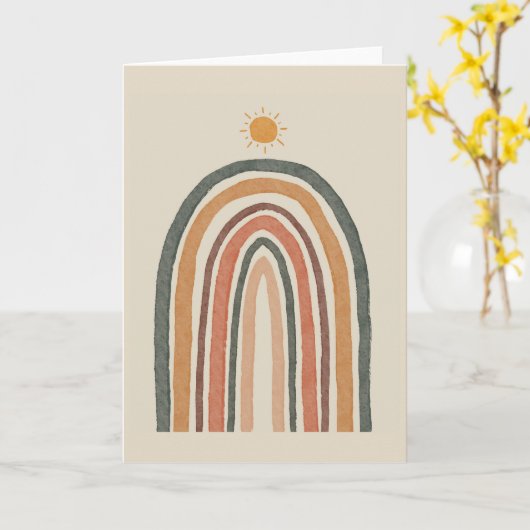 Sonne über einem Regenbogen Karte (Gelbe Blume)