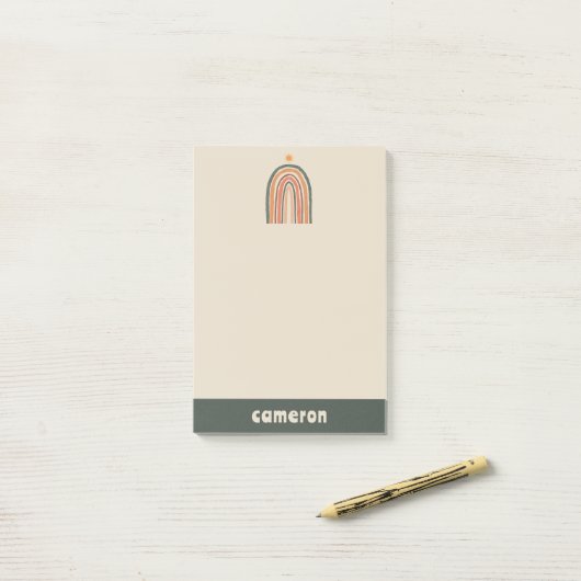 Sonne über einem Regenbogen Post-it Klebezettel (Auf Schreibtisch)