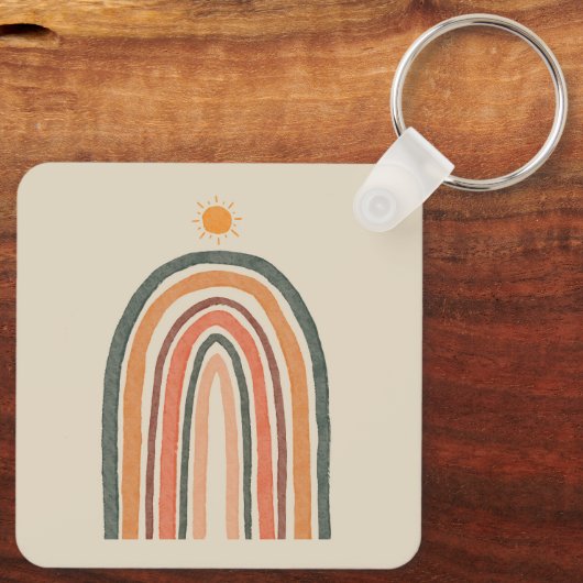 Sonne über einem Regenbogen Schlüsselanhänger (Rückseite)