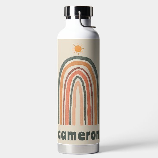 Sonne über einem Regenbogen Trinkflasche (links)