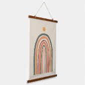 Sonne über einem Regenbogen Wandteppich Mit Holzrahmen (Gewinkelt)