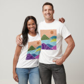 Sonne über Fluss und Berglandschaft T-Shirt (Unisex)