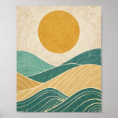 Sonne über Rolling Hills & Waves Poster (Vorne)