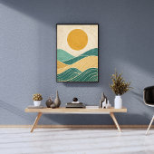 Sonne über Rolling Hills & Waves Poster