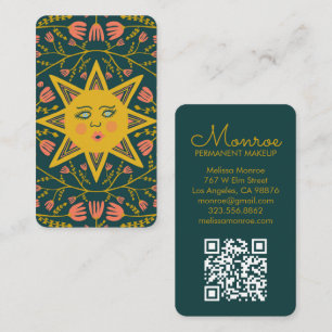 Sonne und blühende Reben Eleganter Boho QR Code Visitenkarte