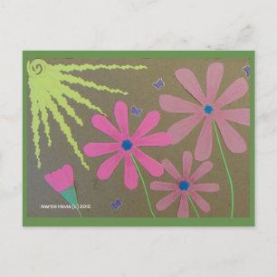 Sonne und Blume grün Blue Beach Song™ Postkarte