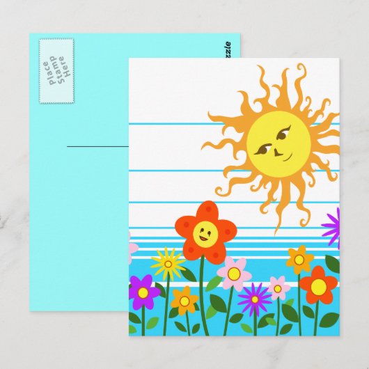 Sonne und Blume Postkarte (Vorne/Hinten)