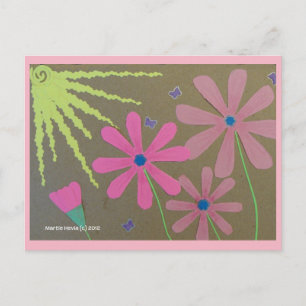 Sonne und Blume rosa   Blue Beach Song™ Postkarte