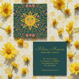 Sonne und Blumen Reben Elegante Quadratische Visitenkarte