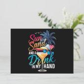Sonne und ein Getränk in meiner Hand Beach Cruise Einladung (Stehend Vorderseite)