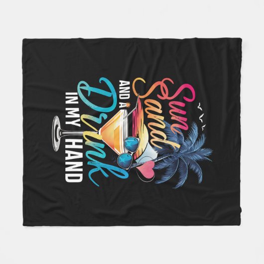 Sonne und ein Getränk in meiner Hand Beach Cruise Fleecedecke (Vorderseite (Horizontal))