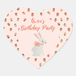 Sonne und Erdbeere Herz-Aufkleber