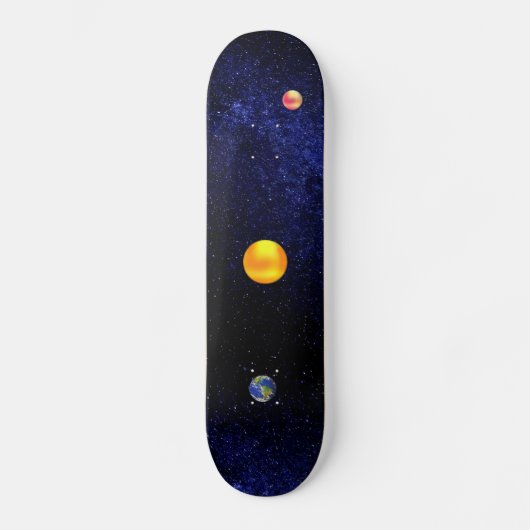 Sonne und Erde auf der Galaxie-Skateboard Skateboard (Vorderseite)