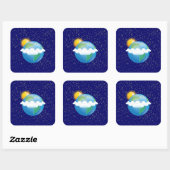 Sonne und Erde - Quadratischer Aufkleber (Blatt)