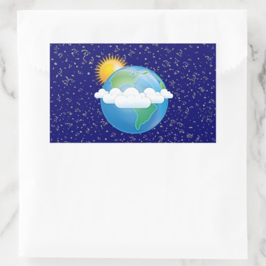 Sonne und Erde - Rechteckiger Aufkleber (Tasche)