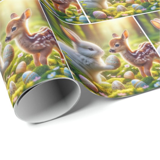 Sonne und Fauna mit Ostereiern Geschenkpapier (Rolleneckpunkt)