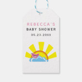 Sonne und kleiner Vogel auf der Cloud Baby Dusche Geschenkanhänger (Rückseite)