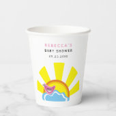 Sonne und kleiner Vogel auf der Cloud Baby Dusche Pappbecher (Rückseite)