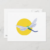 Sonne- und Libellendesign Postkarte (Vorne/Hinten)