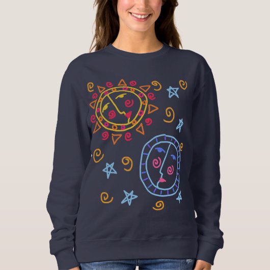 Sonne und Mond Abstrakte Kunst zu tragen Sweatshirt (Vorderseite)