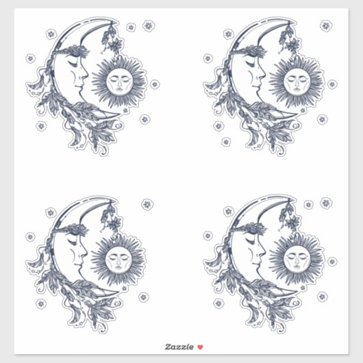 Sonne und Mond Aufkleber (Blatt)