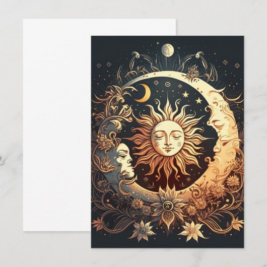 Sonne und Mond Dankeskarte (Vorne/Hinten)