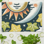 Sonne und Mond Efeu Geschirrtuch (Gefaltet)
