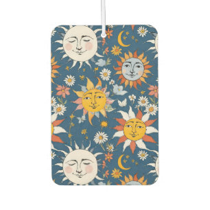 Sonne und Mond Floral in Blau und Gelb Autolufterfrischer
