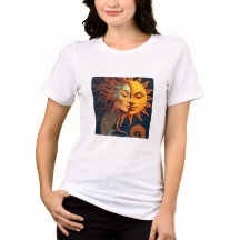 Sonne- und Mond-Gesicht T-Shirt – Himmlisches Kuns