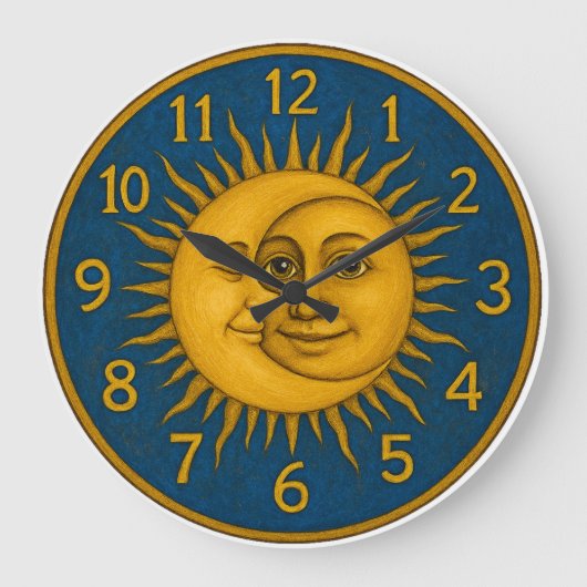 Sonne und Mond Große Wanduhr (Vorderseite)