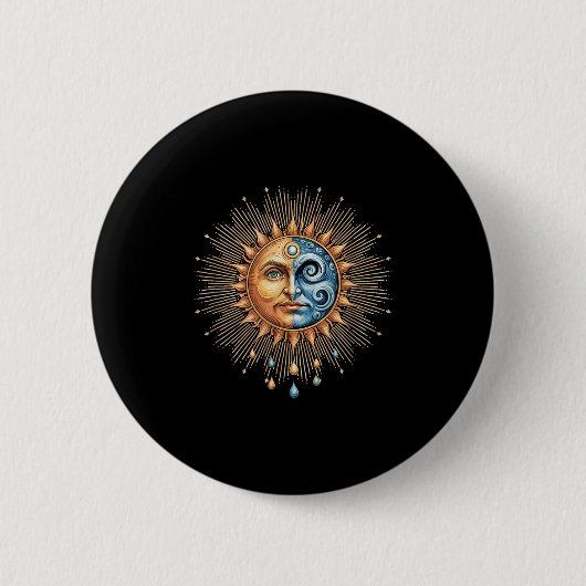 Sonne Und Mond Himmelboho Mystisch Hipe 90er Button (Vorderseite)