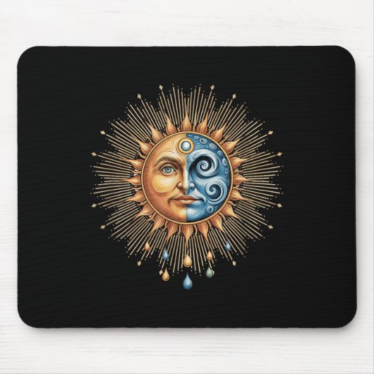 Sonne Und Mond Himmels Boho Mystisch Hipe 90er Mousepad (Vorne)