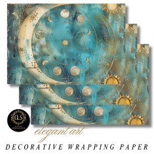 Sonne und Mond Himmels Kunst  Geschenkpapier Set