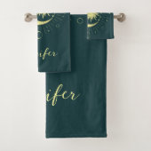 Sonne und Mond Himmelsdesign mit Mondphasen Badhandtuch Set (Insitu)