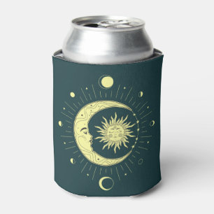 Sonne und Mond Himmelsdesign mit Mondphasen Dosenkühler
