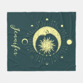 Sonne und Mond Himmelsdesign mit Mondphasen Fleecedecke (Vorderseite (Horizontal))