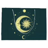 Sonne und Mond Himmelsdesign mit Mondphasen Große Geschenktüte (Rückseite)