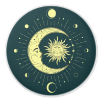 Sonne und Mond Himmelsdesign mit Mondphasen