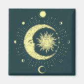 Sonne und Mond Himmelsdesign mit Mondphasen Magnet (Vorne)