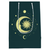 Sonne und Mond Himmelsdesign mit Mondphasen Mittlere Geschenktüte (Rückseite)