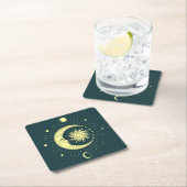 Sonne und Mond Himmelsdesign mit Mondphasen Rechteckiger Pappuntersetzer (Vor Ort)