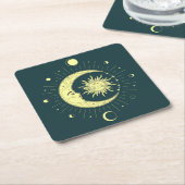 Sonne und Mond Himmelsdesign mit Mondphasen Rechteckiger Pappuntersetzer (angewinkelt)