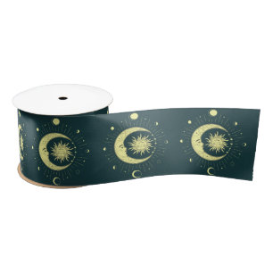 Sonne und Mond Himmelsdesign mit Mondphasen Satinband