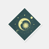 Sonne und Mond Himmelsdesign mit Mondphasen Serviette (Ecke)