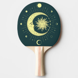 Sonne und Mond Himmelsdesign mit Mondphasen Tischtennis Schläger