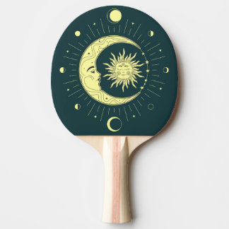 Sonne und Mond Himmelsdesign mit Mondphasen Tischtennis Schläger