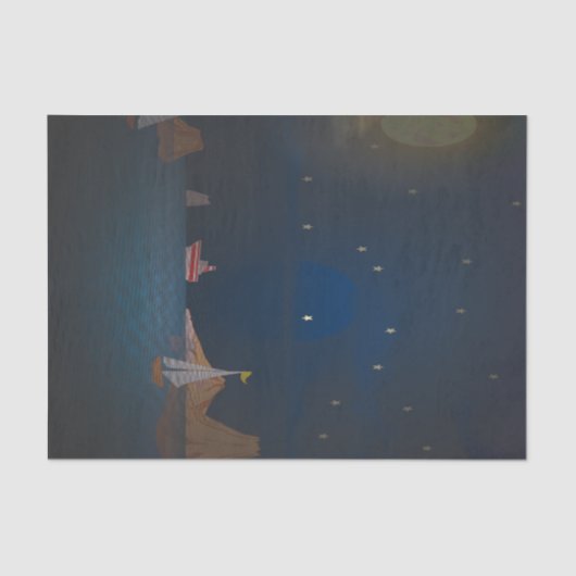 Sonne und Mond hinter Booten Seidenpapier (Vorderseite)