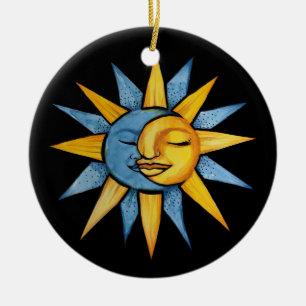 Sonne und Mond Keramik Ornament
