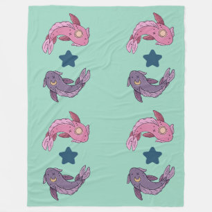 Sonne- und Mond-Koi-Fisch Himmelsfische-Kunst Fleecedecke