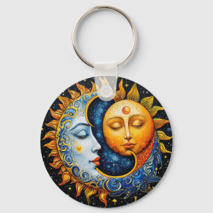 Sonne- und Mond-Künstlerische Illustration Schlüsselanhänger